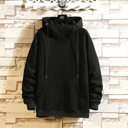 Men's Hoodies Japan Style Casual O-Neck 2023 Spring Autumn Black Hoodie Sweatshirt Men'S Thick Fleece Hip Hop Skateboard Streetwear Clothes HKD230704