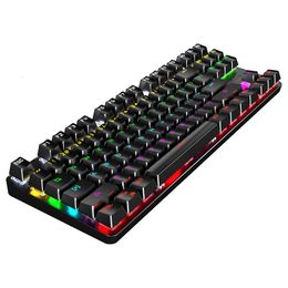 Keyboards Gaming Mechanical Keyboard 87 keys Anti-ghosting Swapbble Blue Switch Colour Backlit Wired Keyboard For pro Gamer Laptop 230703