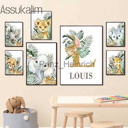 Wallpapers Custom Name Wall Posters Elephant Wall Pictures Animal Art Prints Nordic Poster Nursery Canvas Painting Baby Kids Room Decor J230704