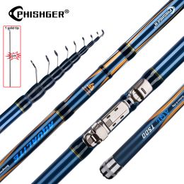 Boat Fishing Rods PHISHGER Telescopic Bolognese Trout Fishing Rod 4/4.5/5/5.5/6m 30T Carbon Float 5-35g Ultralight Surf Spinning Travel Fast Pole 230703