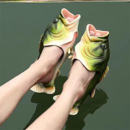 Slippers Funny Design Fish Slippers Man Footwear Family House Shoes Summer Beach Slippers Boys Unisex Fish Slippers Large Size 32-47 230703