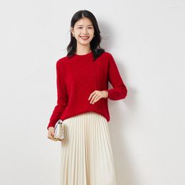 Women's Sweaters Autumn And Winter Pure Wool Crew Neck Pullover Twisted Sweater Versatile Loose Slim Knitted Undercoat