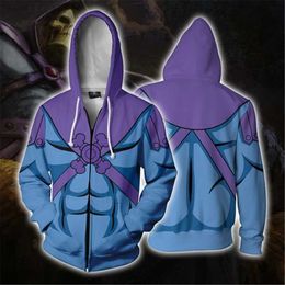 Men's Hoodies Men Hooded Skeletor Master of the Universe Zip Up Hoodie 3D Printed Hoodies Casual zipper hoodie hooded Tops HKD230704