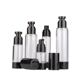 15ml 30ml 50ml 80ml 100ml 120ml Empty Black Airless Pump Dispenser Bottle Refillable Lotion Cream Vacuum Spray Bottle Atomizer F2469 Osqgd