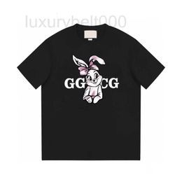 Women's T-Shirt designer New Co branded Cartoon Rabbit Print Short Sleeve Round Neck T-shirt for Men and Women Couple Top UOCR
