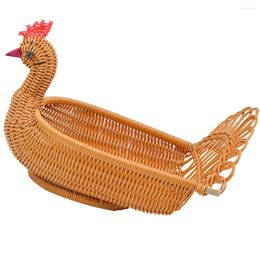 Dinnerware Sets Imitation Rattan Storage Basket Peafowl Shape Woven Decorate Bread Container Tabletop Pp Toilet Tank Tray