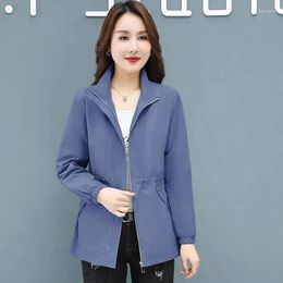 Women's Trench Coats Simple Waist Spring Autumn Coat Female Western Style Thin Jacket 2023 Short Windbreaker Women's Large Size Outwear