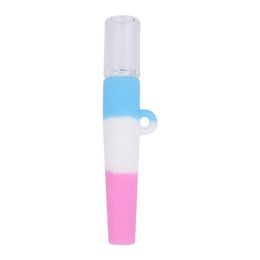 Mini Colourful Silicone Thick Glass Pipes Dry Herb Tobacco Philtre Catcher Taster Bat One Hitter Handpipes Mouthpiece Tips Dugout Cigarette Holder Tube