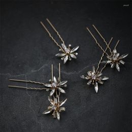 Hair Clips Wedding Accessories Crystal Rhinestones Pins Gold Color Head Pieces For Brides Bridesmaids Hairpins Bridal Jewelry