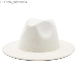 Stingy Brim Hats Allmatch Wide Brim Fedora Hat For Women Solid Color Wool Felt Hat For Men Autumn Winter Panama Gamble Yellow Jazz Cap 5661cm Z230704