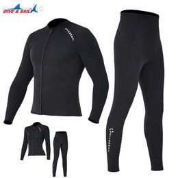 Wetsuits Drysuits Dive sail 2mm Premium diving suit for men women wetwuit pants Split body jacket-pants Neoprene Swimwear black keep Warm Black HKD230704