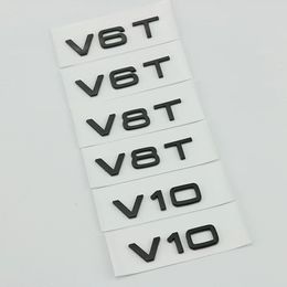 V10 Chrome Gloss Black Logo Badge Sticker for Audi TT RS7 SQ5 A8L Letter Number Emblem Car Styling Fender Side Trunk Decorate ABS Plastic V6T V8T W12 Stickers