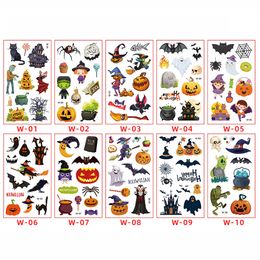 Halloween Temporary Tattoos for Kids Non-Toxic Stickers for Makeup Party Cosplay Costumes Face Decals XBJK2307