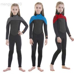Wetsuits Drysuits 2023 2.5MM Neoprene Wetsuits Kids Swimwears Diving Suits Long Sleeves Boys Girls Surfing Children Rash Guards Snorkel One Pieces HKD230704