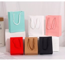 Scrubbers 10pcs Multifunction Multicolor Paper Bag with Handles Small Business Shopping Kraft Paper Packing Bags Festival Gift Package