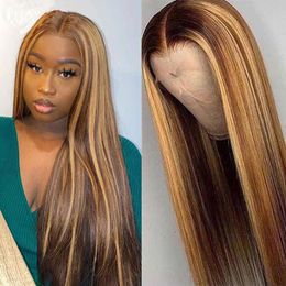 13x4 Lace Front Wig 150% Density Highlight Brazilian Lace Front Wigs Ombre Straight Human Hair Lace Frontal Wigs