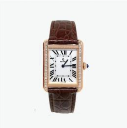 U1 Top AAA Mens Womens Diamond Bezel Watches High-end quality Tank Series Top Fashion Casual 27mm 24mm Real Leather Quartz Montres De Ultra Thin Lady Wristwatches