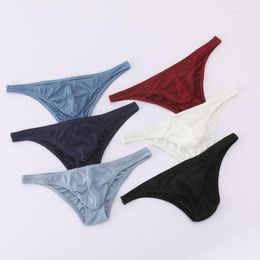 Underpants Men's Home Polyester Cotton Fabric Sexy Silky Underwear Comfortable U Convex Front Crotch Briefs Panties