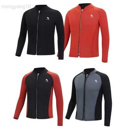 Wetsuits Drysuits New 2mm Neoprene Wetsuit Men's Split Long Sleeve Surf Snorkel Top Jacket Warm Water Sports Surf Diving Swimming Top HKD230704