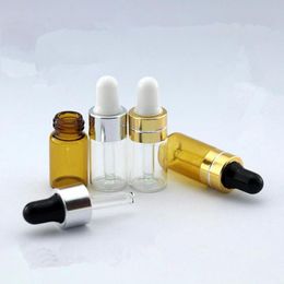 3ML Amber Clear Glass Dropper Bottle Jars Vials With Pipette For Cosmetic Perfume Essential Oil Bottles F2017294 Pclpp