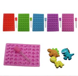 50 Holes Bear Silicone Candys Moulds Dinosaur Shaped Soft Chocolate Mould With Droppers Ice Cube Tray Mould Dropper Sweet Candy Moulds JL1429