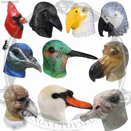 Latex Full Head Animal Bird Dove Dodo Parrot Pigeon Crow Masquerade Props Mask L230704