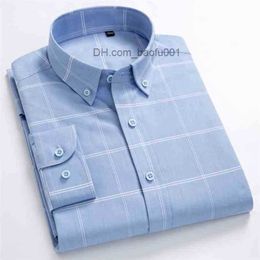 Men's Casual Shirts Men's 100% Cotton Long Sleeves Shirt Big Plaid Turn-Down Button Collar High Quality Stripes Casual s Plus Size S-8XL Z230707