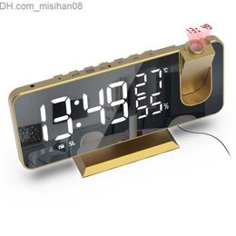Desk Table Clocks LED Digital Alarm Clock Watch Table Electronic Desktop Clocks USB Wake Up FM Radio Time Projector Snooze Function 2 Alarm 2# Z230704