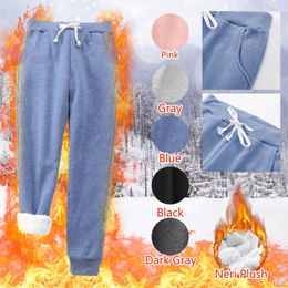 Active Pants Winter Women Cashmere Thick Casual Cotton Warm Long Colour Plus Solid Trousers Velvet Keep With Pockets