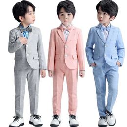 Suits Big Boys Formal Birthday Photograph Suit Kids Blazer Jacket Pants Bowtie Wedding Dress Teenager Suit Children Graduation CostumeHKD230704