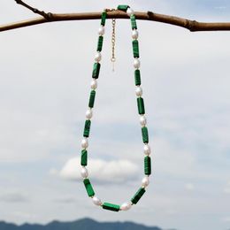 Pendant Necklaces Creative Fashion Green Malachite Clavicle Chain Pearl Necklace Women European And American Niche Design Sense Exquisite