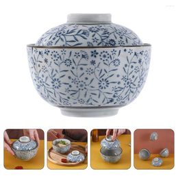 Dinnerware Sets Kitchen Supplies Covered Soup Bowl Ceramic Lid Japanese Containers Delicate Rice Ceramics Steamed Egg