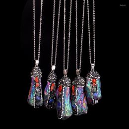 Pendant Necklaces 7Chakra Quartz Healing Natural Stone Reiki Necklace For Women Crystal Mineral Rhinestones Yoga Bohemian Jewely