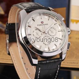 Wristwatches Mens Wrist Mechanical 3 Dial Date Day Calendar Automatic Self-winding Male Clock Business Sport Leather Belts Wristes 0703