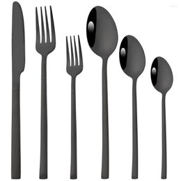 Dinnerware Sets 6Pcs Western Tableware Set High Quality Stainless Steel Cutlery Fork Tea Spoon Knife Mirror Kitchen Flatware