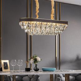 Chandeliers Designers Recommend Modern Restaurant Crystal Chandelier Rectangular Luxury American Villa Light Living Room Lamp