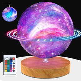 Lights Rotating 16 Colours Lava Lamp 3D Printing LED Moon Night Light with Remote Touch Control for Birthday Gift HKD230704