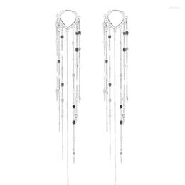 Stud Earrings Long Tassel Light Filmear Line Trendy Temperament Love Ear Buckle Korean Style Elegant High Quality