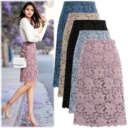 Skirts Women Skirt Velvet Plus Size Lace Elegant Office Skirts Women Pencil Bandage Skirt For Womens Skirts Knee-length High Waist Z230706