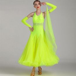 Stage Wear Ballroom Gown Dance Competition Dresses For Dancing Sequins Waltz Dress Clothing Tango Rumba Costume259w