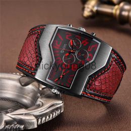 Wristwatches Oulm Classic Style Two Time Zone Men's es PU Leather Wrist Male Quartz Clock Casual Man Hours relogio masculino 0703
