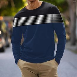 Magliette da uomo Abbigliamento sportivo Moda uomo Casual Sport Cuciture a righe Stampa digitale Camicia viola a maniche lunghe da uomo media