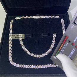 7 mm Breite eine Reihe vereiserer Mann Schmuck Gra Zertifikate Pass Diamond Tester Vvs1 Moissanit Kubanische Kette Halskette