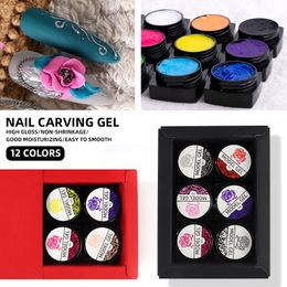 False Nails 3D 4D Carving Gel For Nail Art 12Pcs Painting Accesories Supplies Professionals Carved Clay Glue Manicure 230704