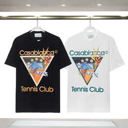 Men's T-Shirts Castle Night Print 23ss CASABLANCA Tennis Club T Shirt Men Women Oversize Streetwear Short Sleeve T-Shirt 230703