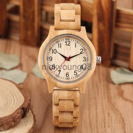 Wristwatches Natural Full Bamboo Wood Clock es Simple Women Pure Wood Top Brand Luxury Quartz Ladies Dress Wooden Band Wrist 0703