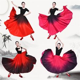 Stage Wear Spain Bullfighting Flamenco Dress Women Gypsy Dance Costume Folk 360 540 720 Degree Skirt Ballroom Belly Vestidos Flame224G