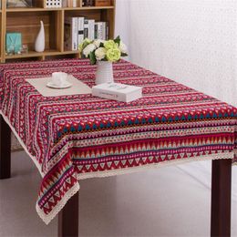 Table Cloth Bohemian Ethnic Style Cotton Linen Tablecloth Home Dinner Dust Cover Xmas Party Decoration