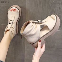 2022 New Fashion Ladies Sandals Wedges Pu Open Toe Summer Fashion Female Gladiator Solid Colour Sandals Platform Shoes for Women L230704