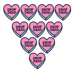 10 PCS pink heart shape embroidery patches for clothing iron patch for clothes applique sewing accessories stickers on clothes iro302f